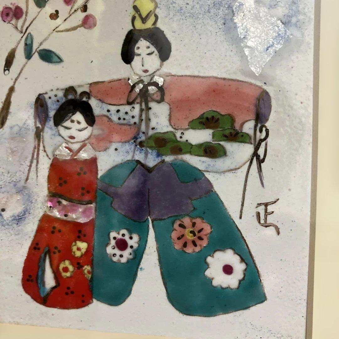 七宝焼き雛祭り 日本画 桜の花と雛人形