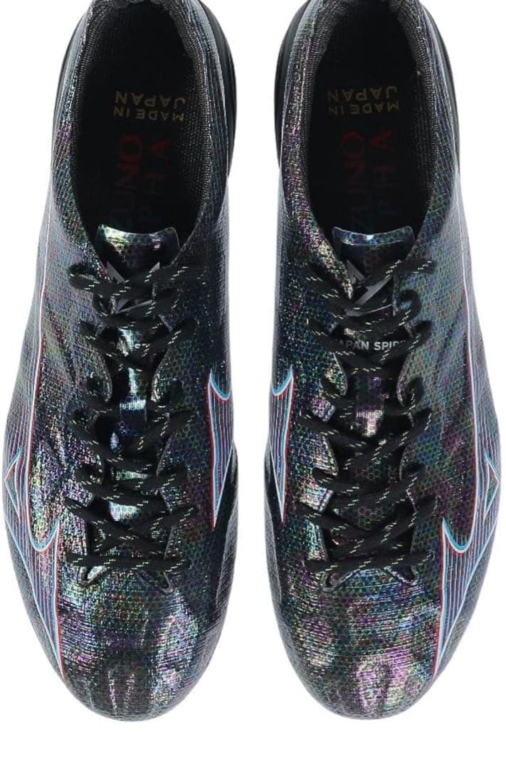 24.5ミズノアルファJAPANサッカーブラック×イグニッションレッド×ブルー