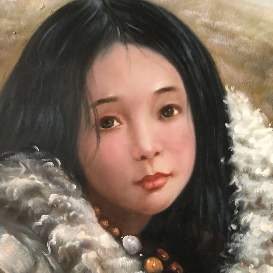 人物画 艾軒 油絵 手描き キャンバス 104×74cm