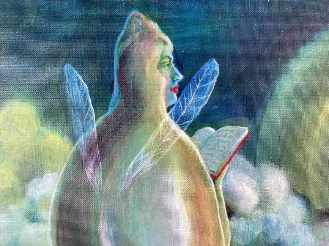 不思議の国 幻想的な油彩画 幻想的な風景をの油彩作品で、色彩豊かで独特な雰囲気