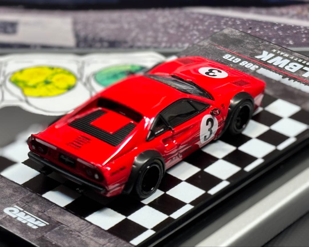 LBWK 308 GTB ミニカー 赤色 灰色2台セット レース仕様 おまけ付き