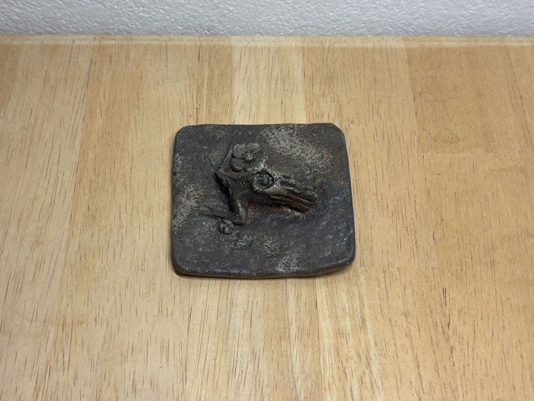 125. 備前焼 宝瓶 登り窯 梅 4角 手びねり 急須