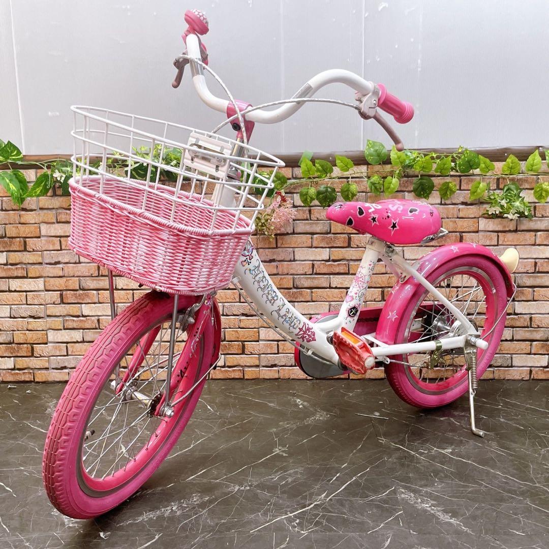 【24】子供用自転車 子供車 NEVER LAND ホワイト×ピンク 16インチ