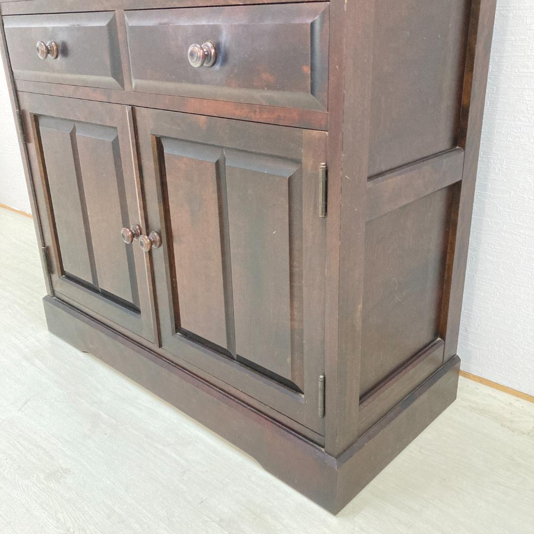 北海道民芸家具 食器棚 カップボード キッチンボード 木製 収納棚 無垢材 樺材