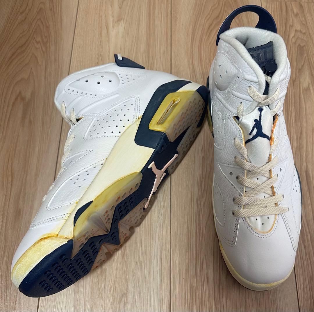 Air Jordan 6 ホワイト ネイビー ヴィンテージ加工 カスタム 未使用