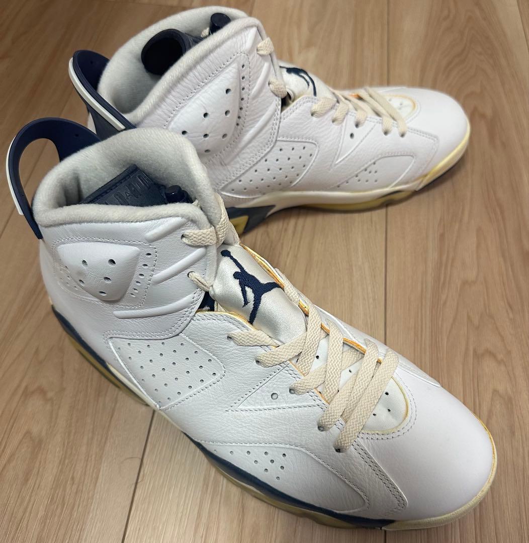 Air Jordan 6 ホワイト ネイビー ヴィンテージ加工 カスタム 未使用