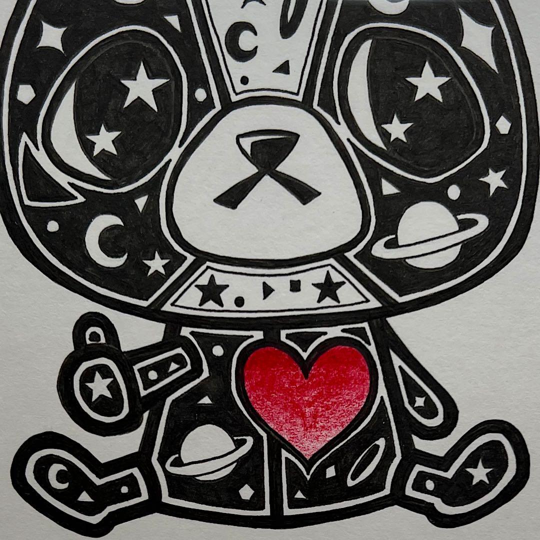 動物 原画 絵 手描き 癒し くまさん 猫 一点物 額縁付き 『ぬいぐるみの心』