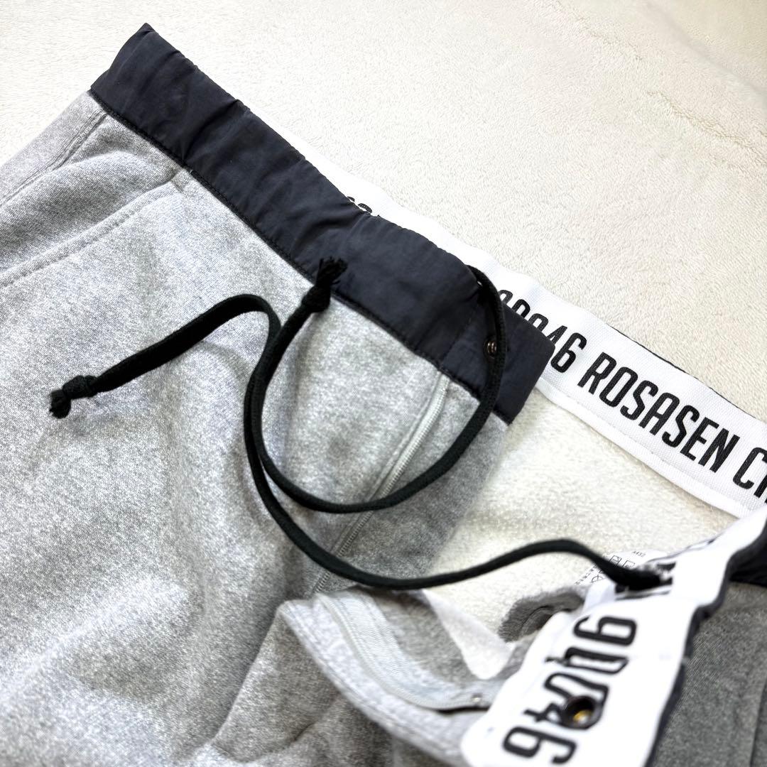 Rosasen 刺繍ロゴ 裏起毛 ウエストゴム スウェットジョガーパンツ L