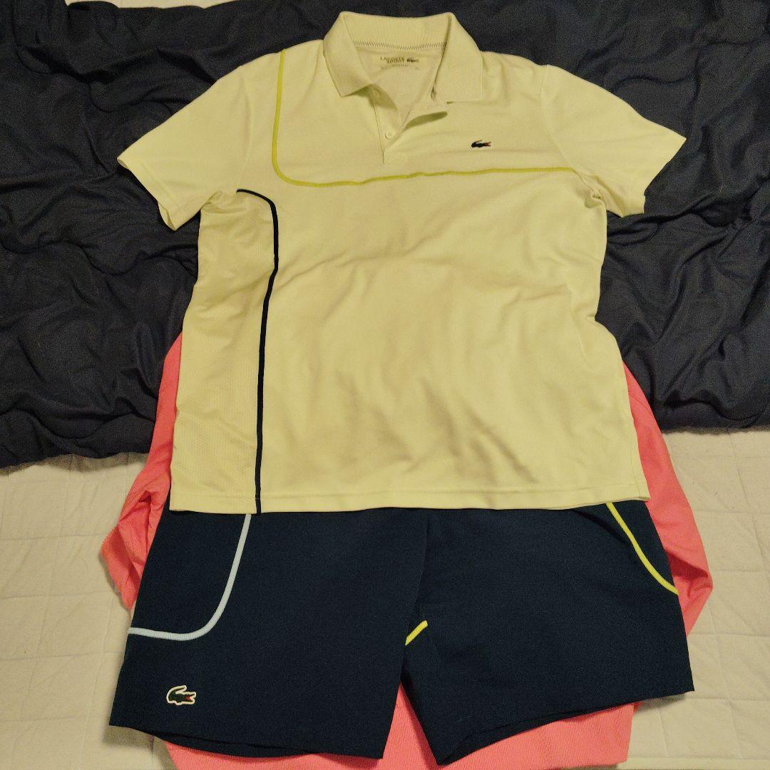 ディミトロフモデル　LACOSTE ライトイエローポロシャツLとパンツL