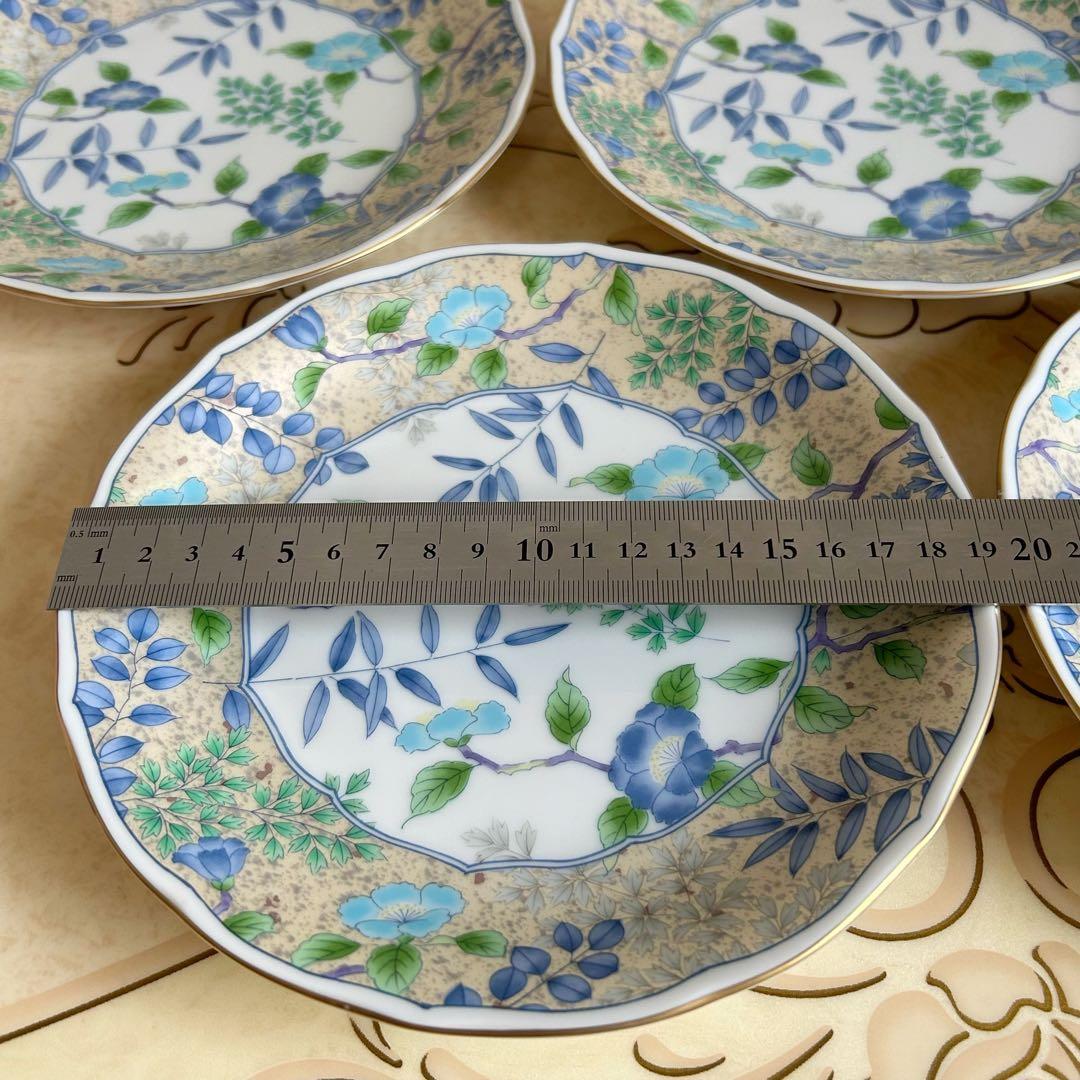 美濃焼　庫山窯　花銀彩　中皿揃　5枚セット　金彩　和皿　色絵　盛皿　和食器　牡丹