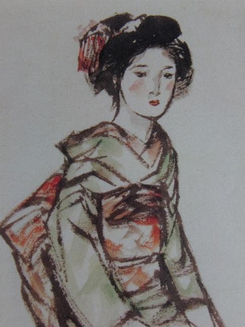 竹久夢二、【素描】、希少な大判額装用画集より、状態良好、新品額装付