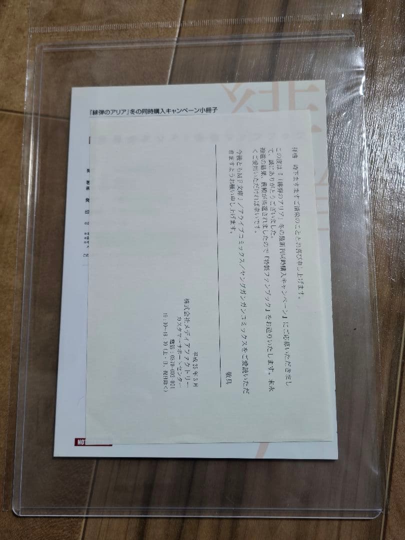 緋弾のアリア 特製ファンブック　当選通知書付き