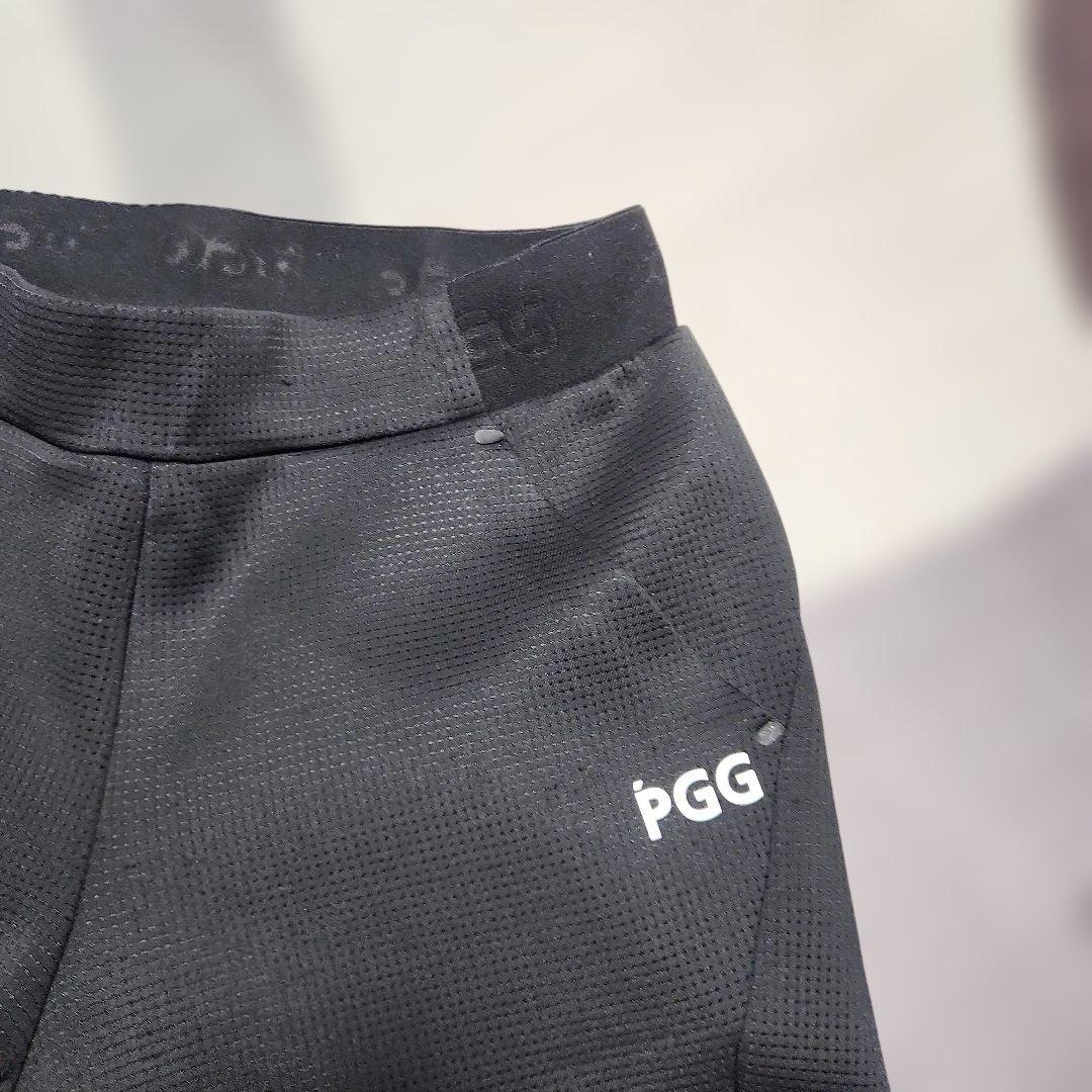 PGG メンズ ブラックパンツ ストライプ付き