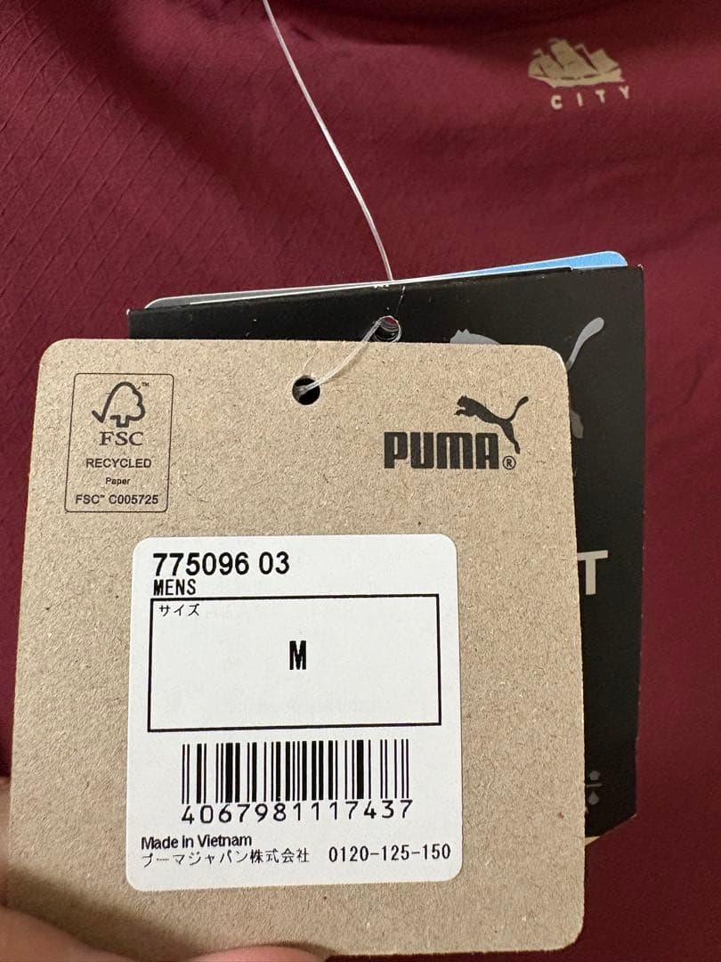 マンチェスター・シティ PUMA シャツ M バーガンディ 新品タグ付き