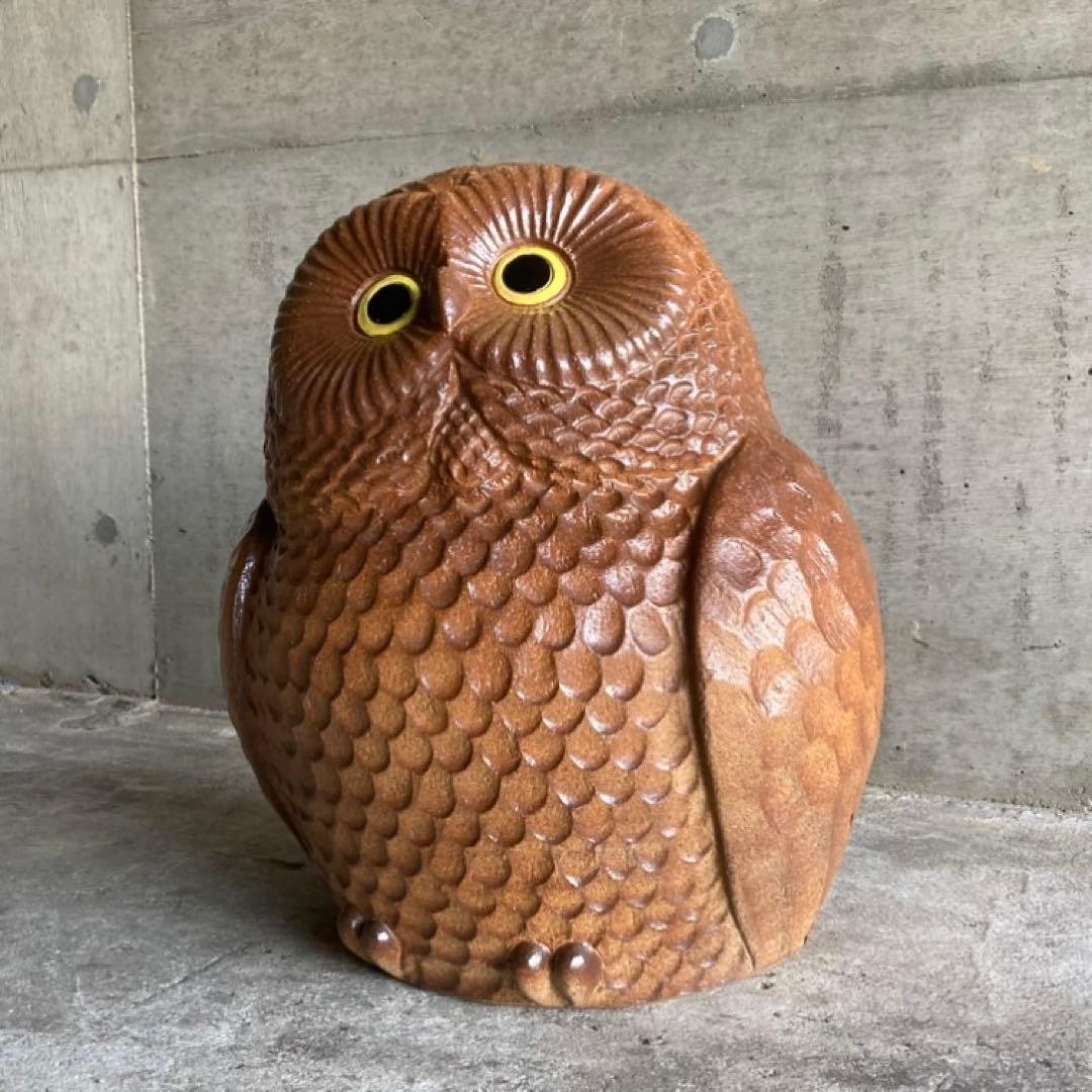 信楽焼 フクロウ 梟 鳥 陶器 大型 特大 和風 置物 インテリア レトロ
