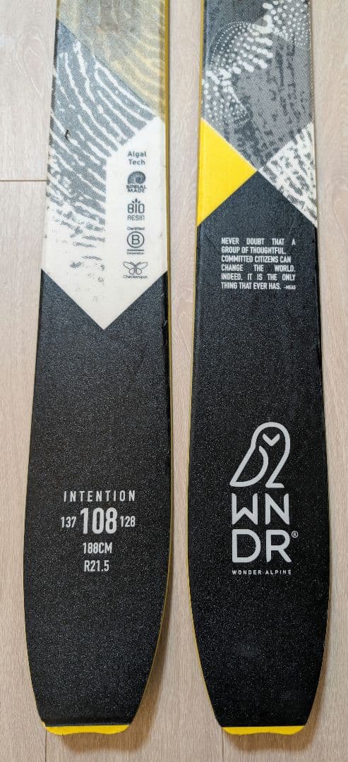 【レア品】WNDR Intention 108 スキー板 188cm 板のみ