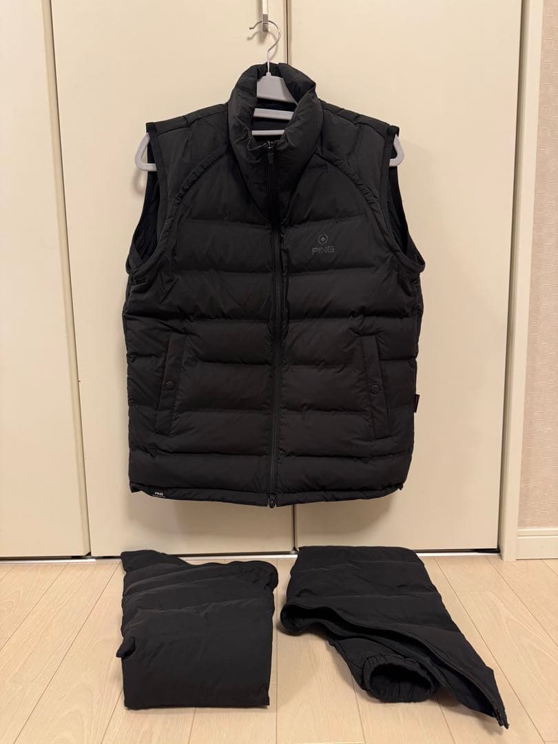 【PING APPAREL】全方向ストレッチ 2WAY中綿ブルゾン ブラック M