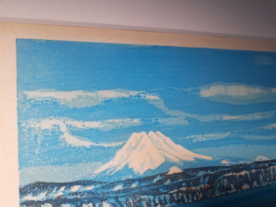 木版画 　北岡文雄　冬の摩周湖1983年
