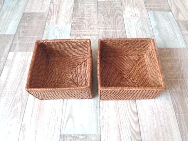アウトレット品●2種類セット●長方形ボックス＆四角ケース●アタ●バリ島●1311