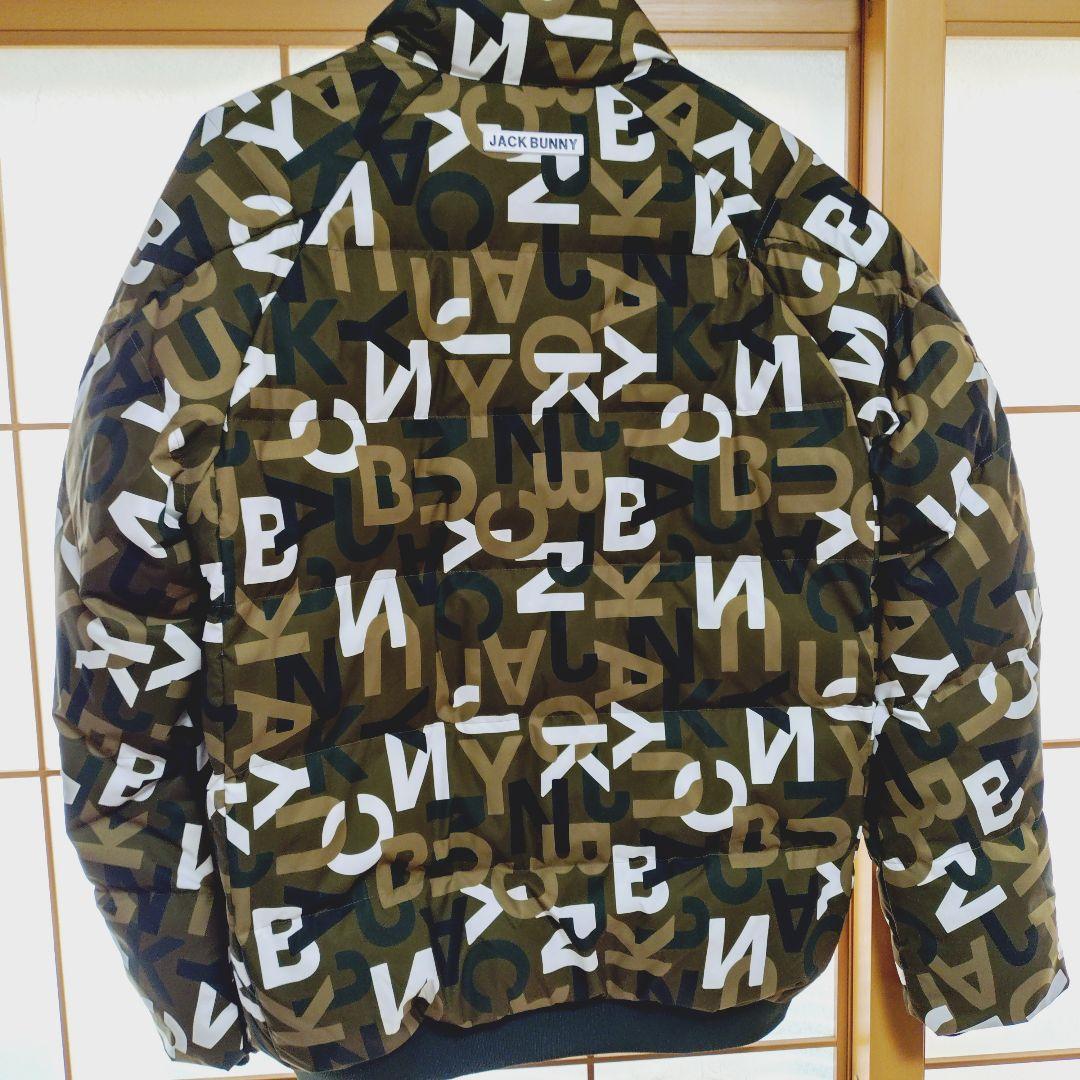 ジャックバニー 中綿ジャケット カーキ×白 英字総柄 ゴルフウェア サイズ5
