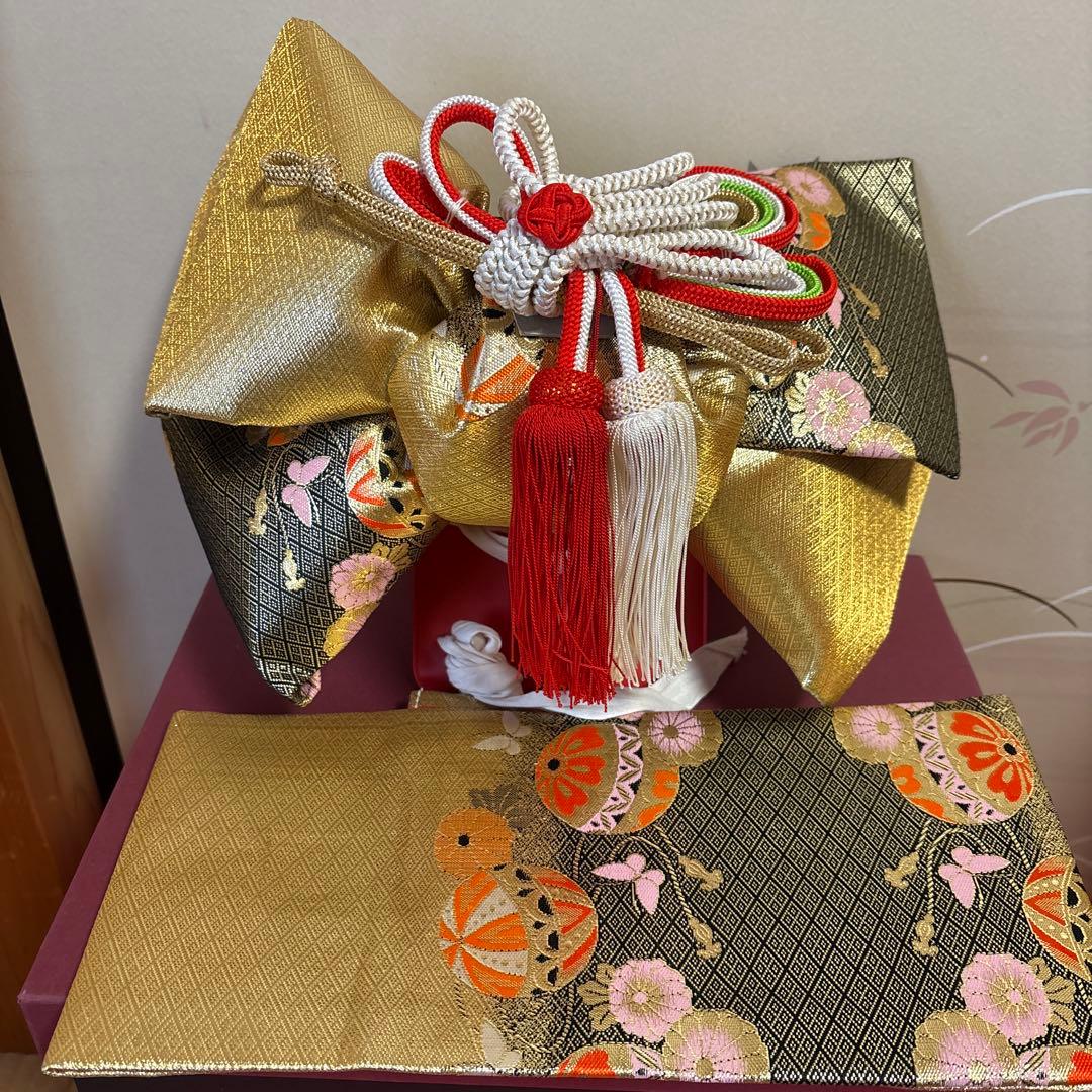 【美品】七五三用金色×ブラック　帯小物セット