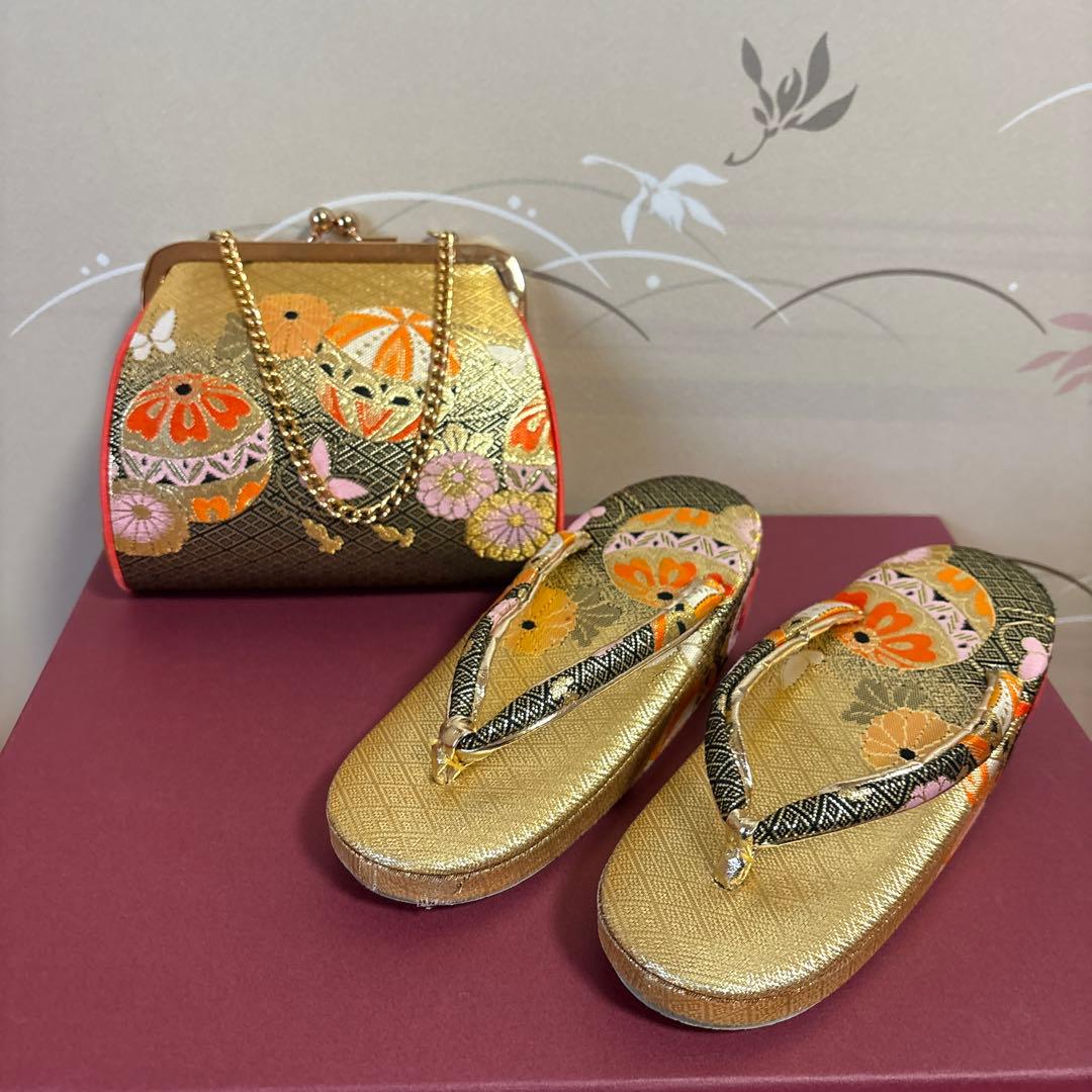 【美品】七五三用金色×ブラック　帯小物セット
