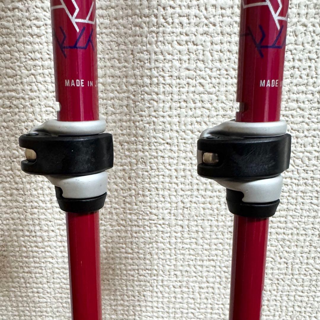 【新品未使用】オガサカ 伸縮式スキーポール LC-FS レッド