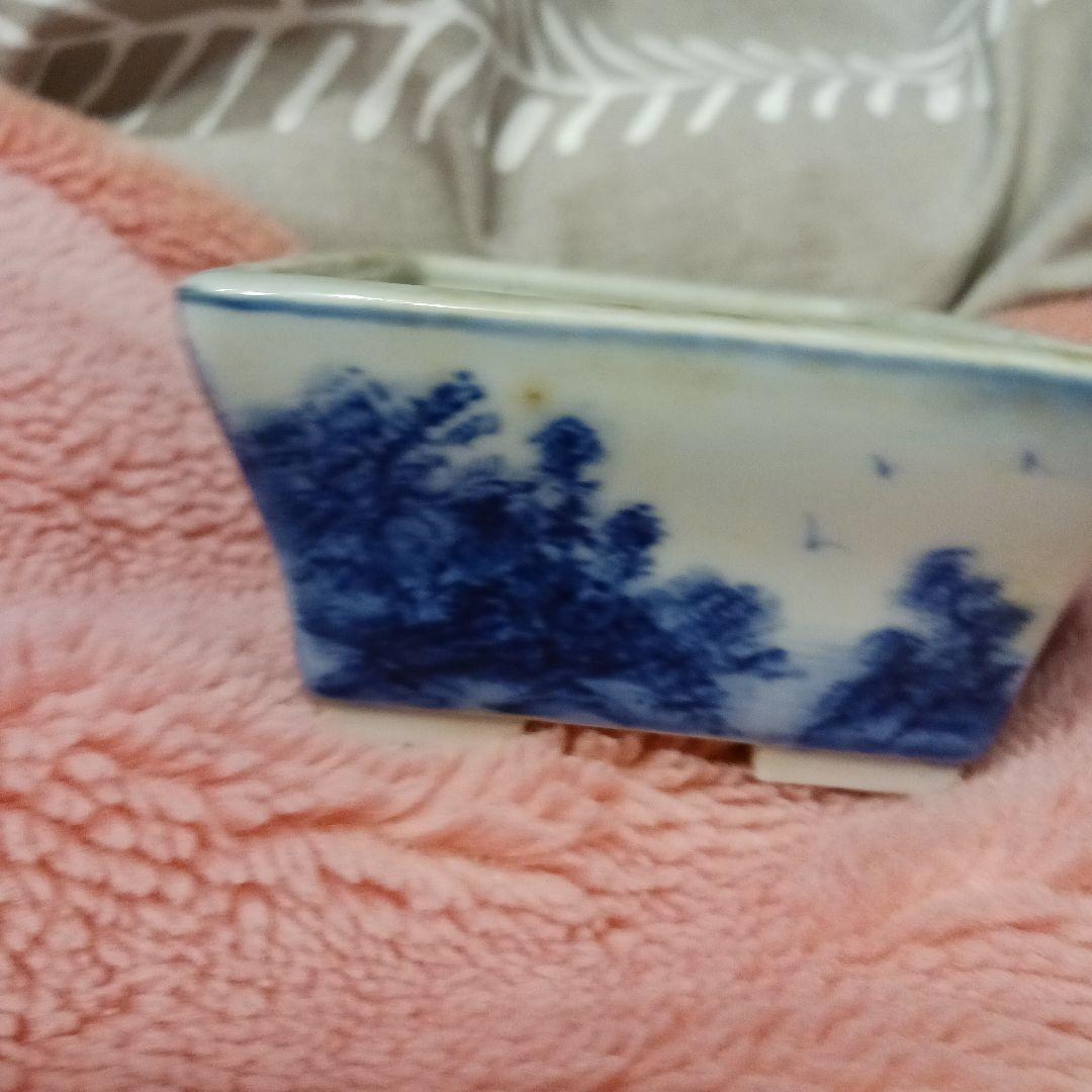 小品盆栽鉢寿悦山水画長方鉢