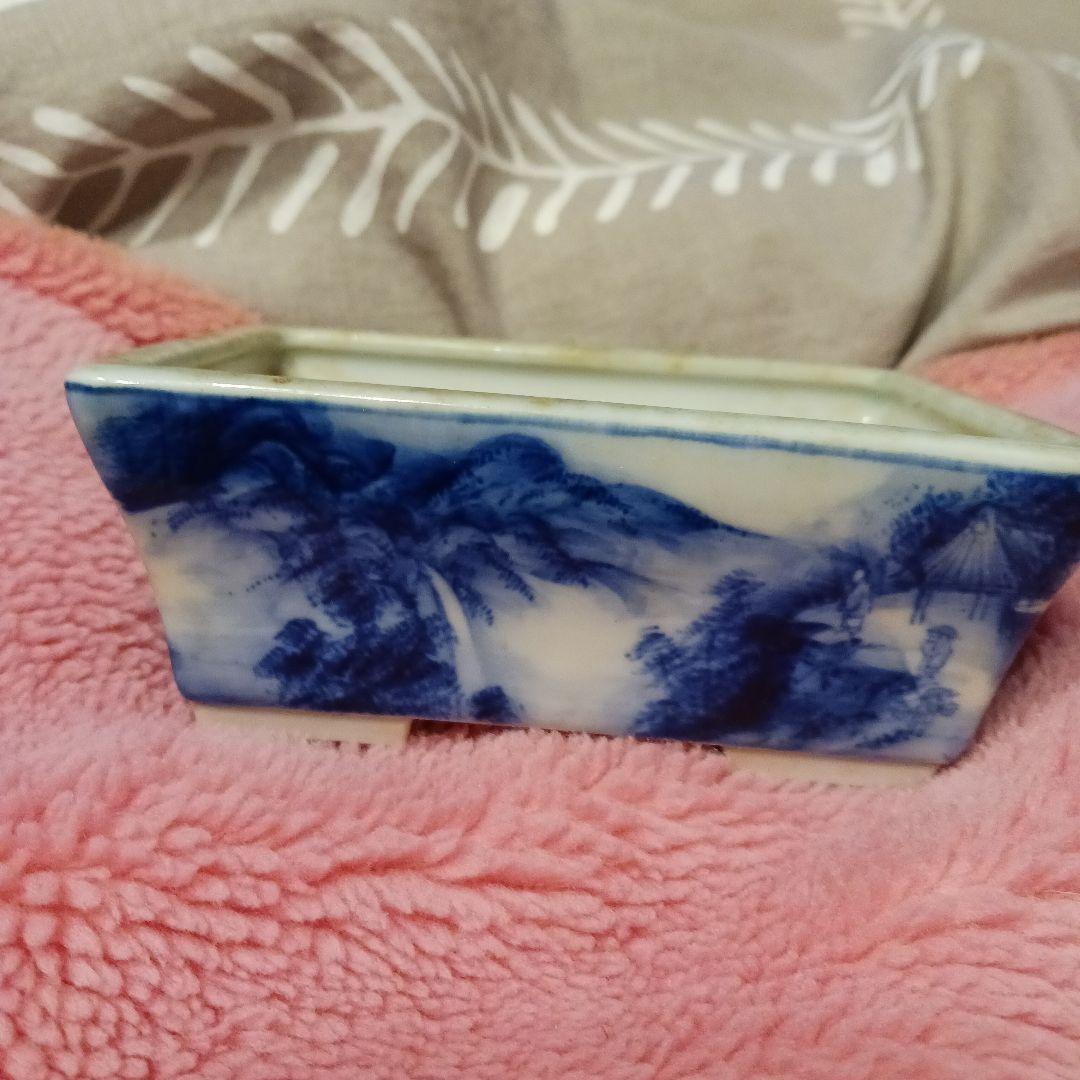 小品盆栽鉢寿悦山水画長方鉢
