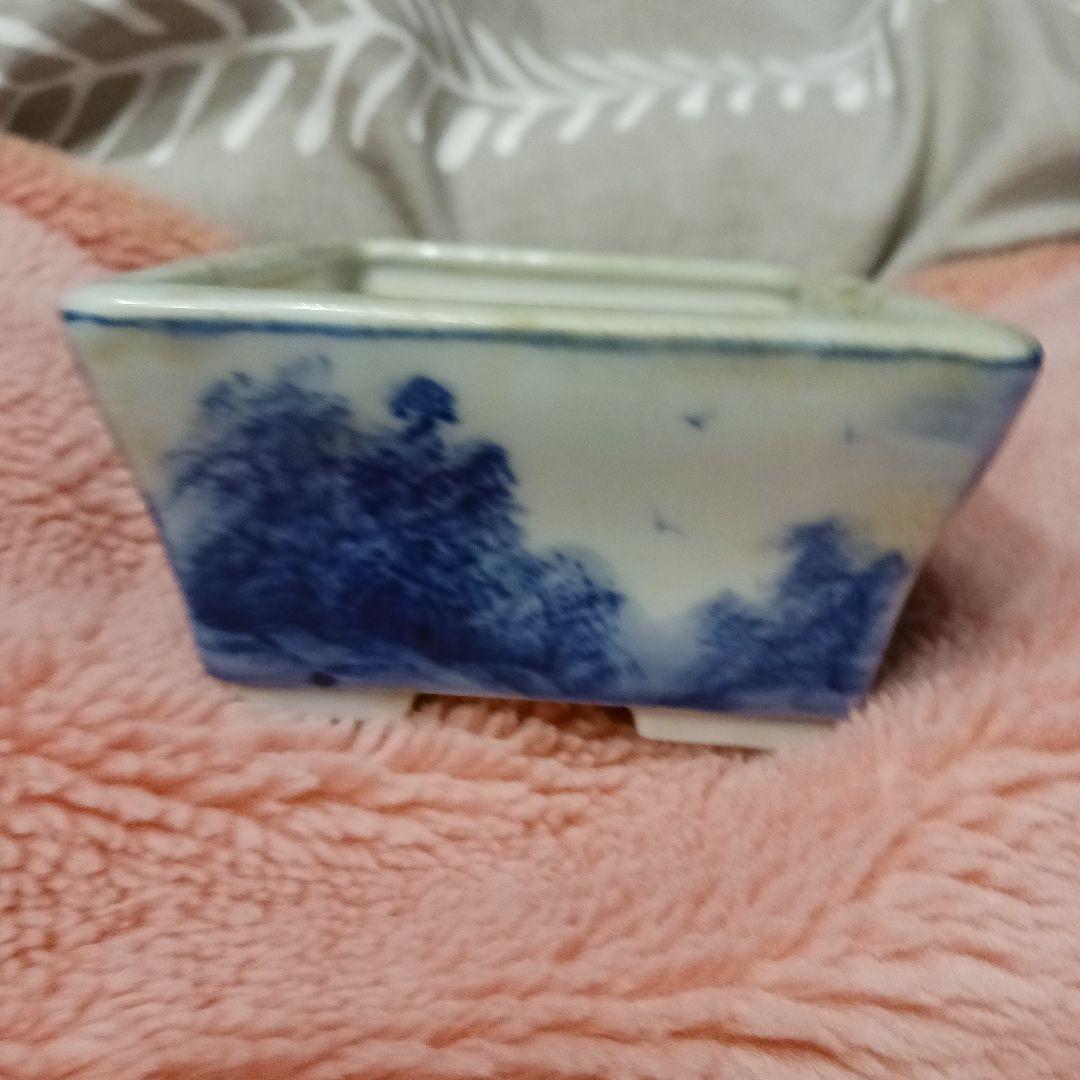 小品盆栽鉢寿悦山水画長方鉢