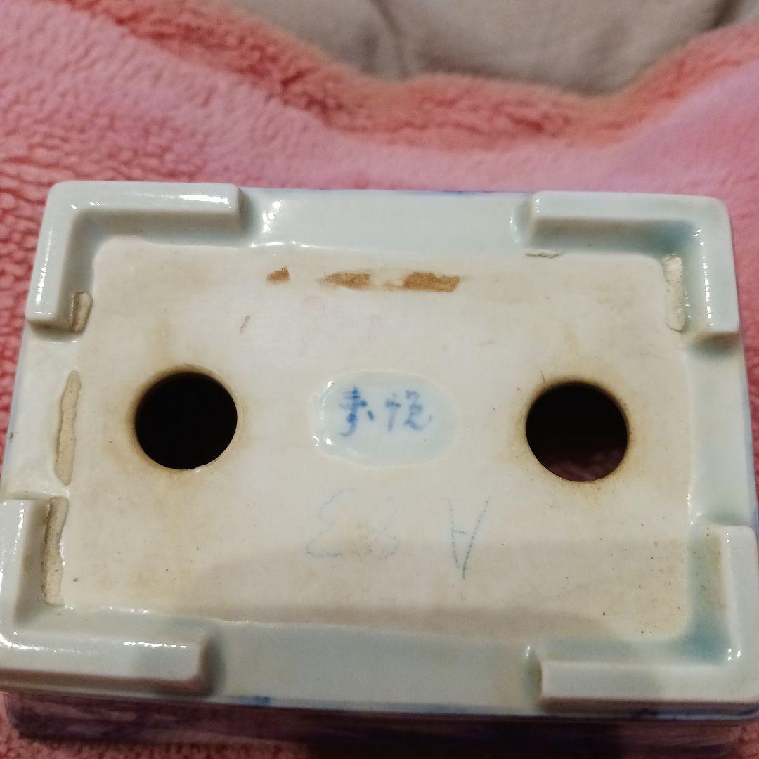 小品盆栽鉢寿悦山水画長方鉢