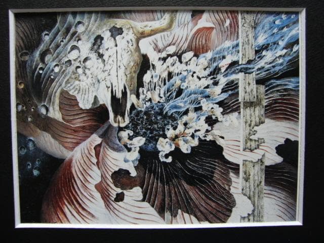 日下部淑子【花のうてな】希少画集画、状態良好、新品高級額装付