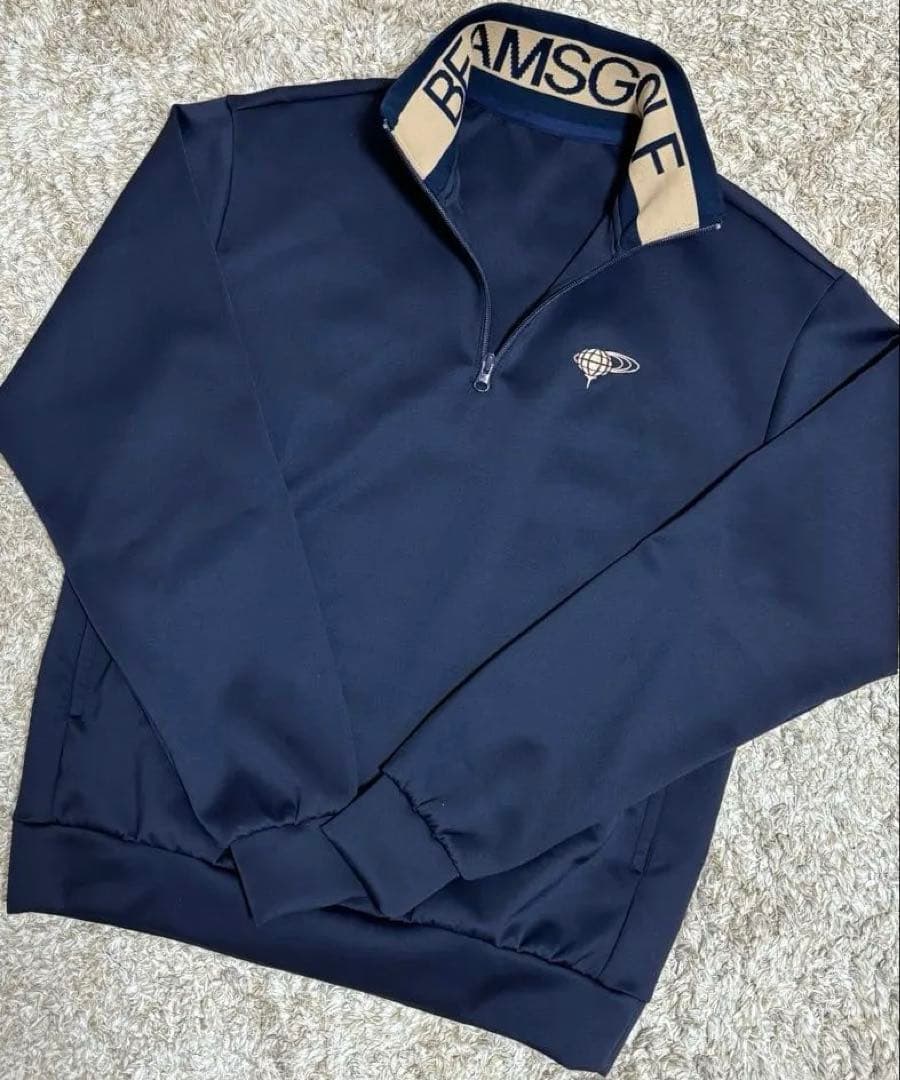 BEAMS GOLF ハーフジップ ジャージ S ネイビー