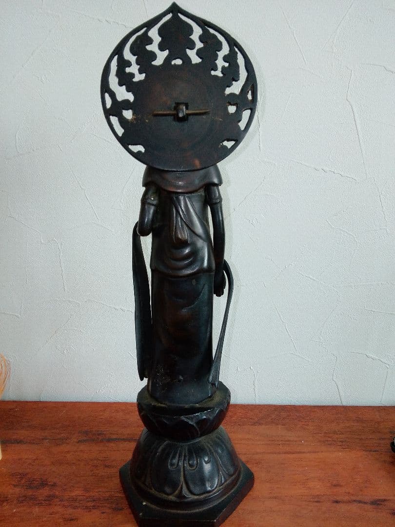 仏教美術 聖観世音菩薩 観音像 高村光雲 刻印 古銅 40cm