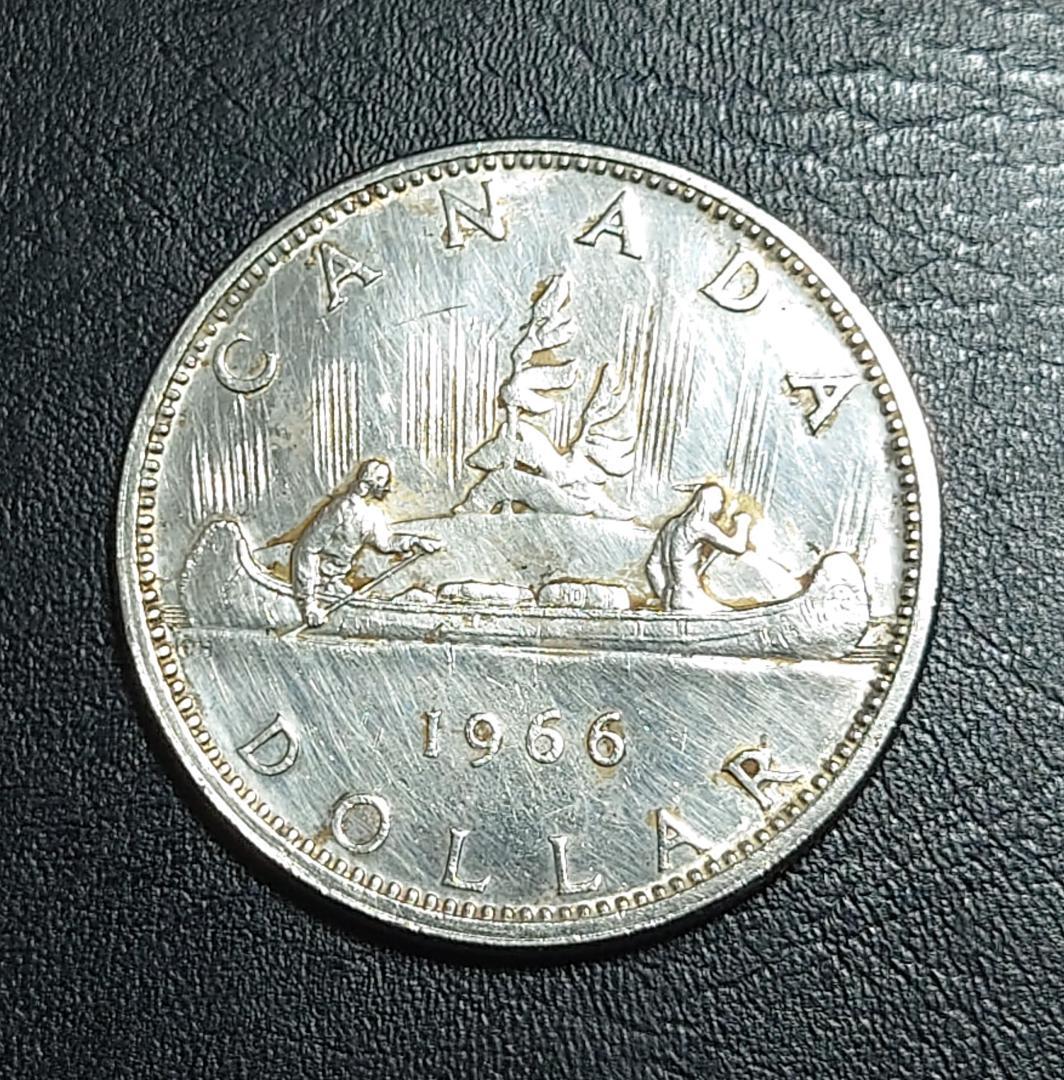 カナダ カヌーダラー銀貨　1966年