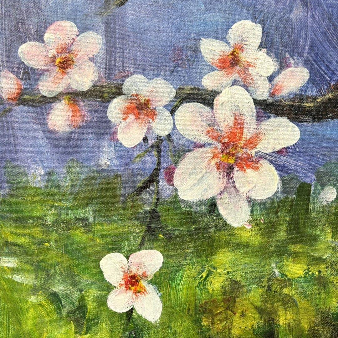 純手描き 水彩油画 花卉画 周春芽 作品図 中国絵画 約70×100cm 未表装