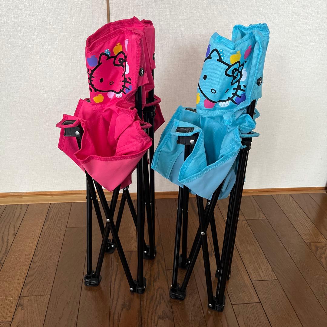 【ハローキティ】アウトドアチェア② ブルー&ピンク2脚セット 折り畳み イス椅子
