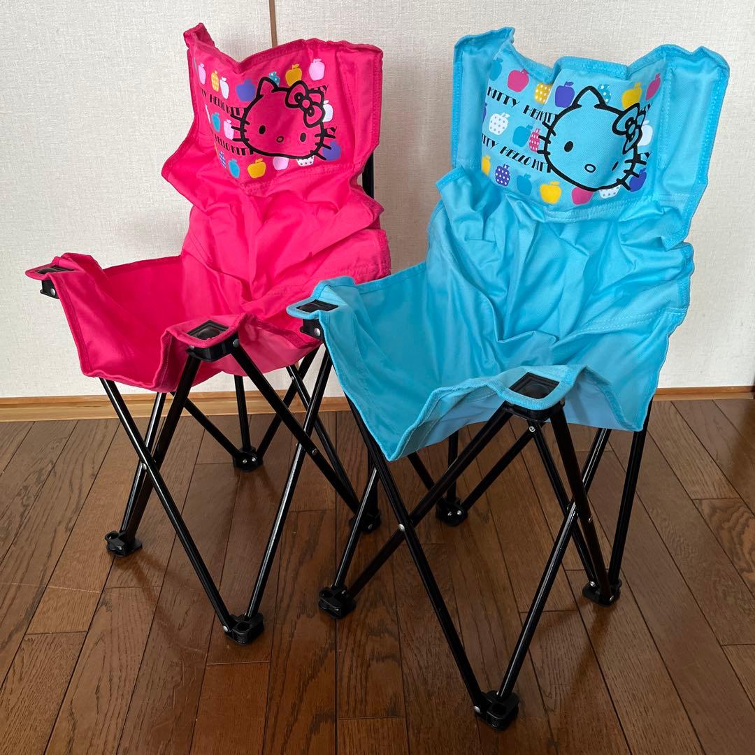 【ハローキティ】アウトドアチェア② ブルー&ピンク2脚セット 折り畳み イス椅子
