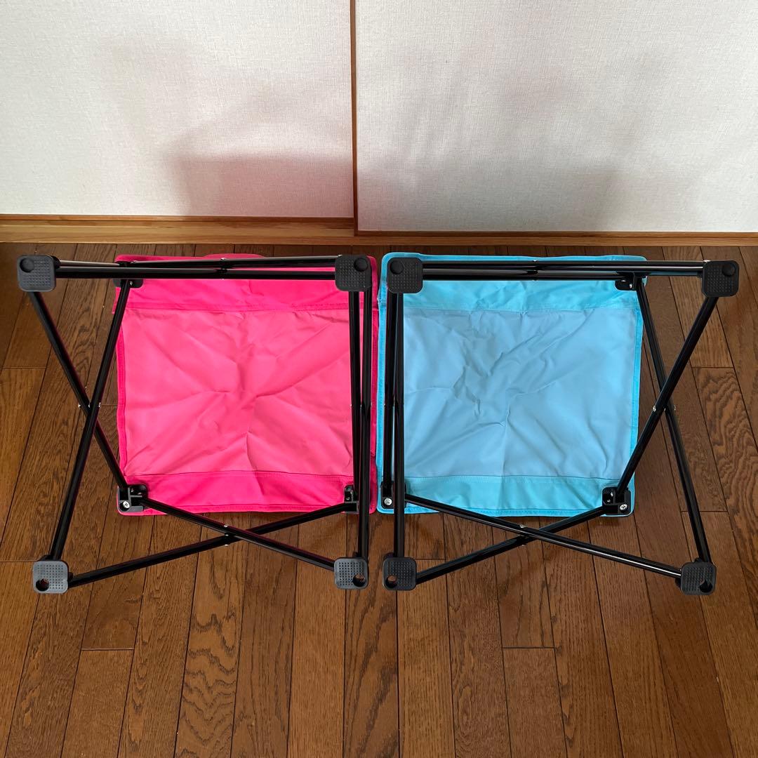 【ハローキティ】アウトドアチェア② ブルー&ピンク2脚セット 折り畳み イス椅子