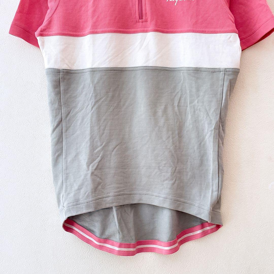 Rapha ラファ サイクルジャージM半袖ハーフジップメリノウール混ピンク灰白