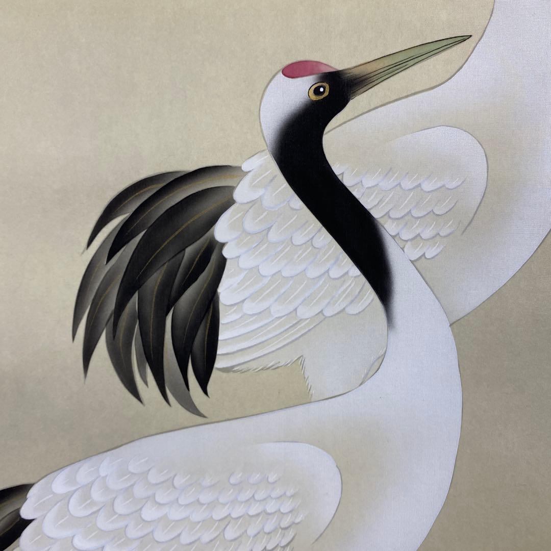 美品 掛け軸 祥雲作 鶴亀三友図 共箱 縁起物 花鳥 年中掛け 三本セット