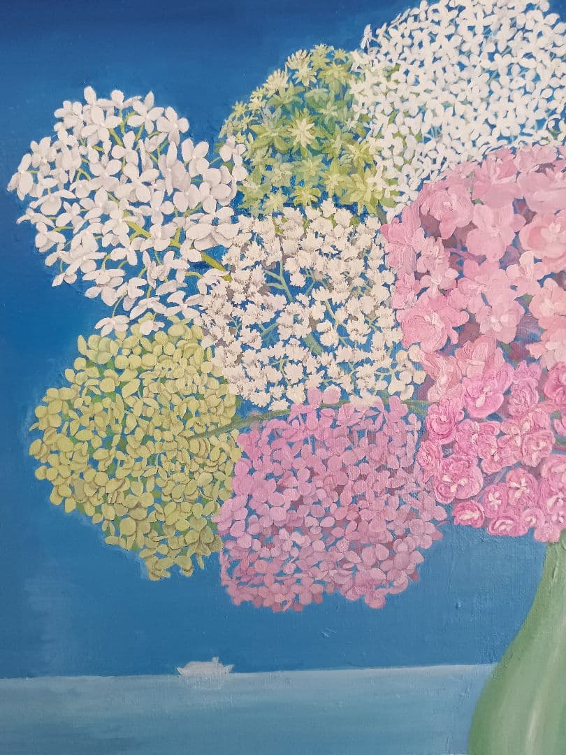私が描いたアジサイの油絵です。