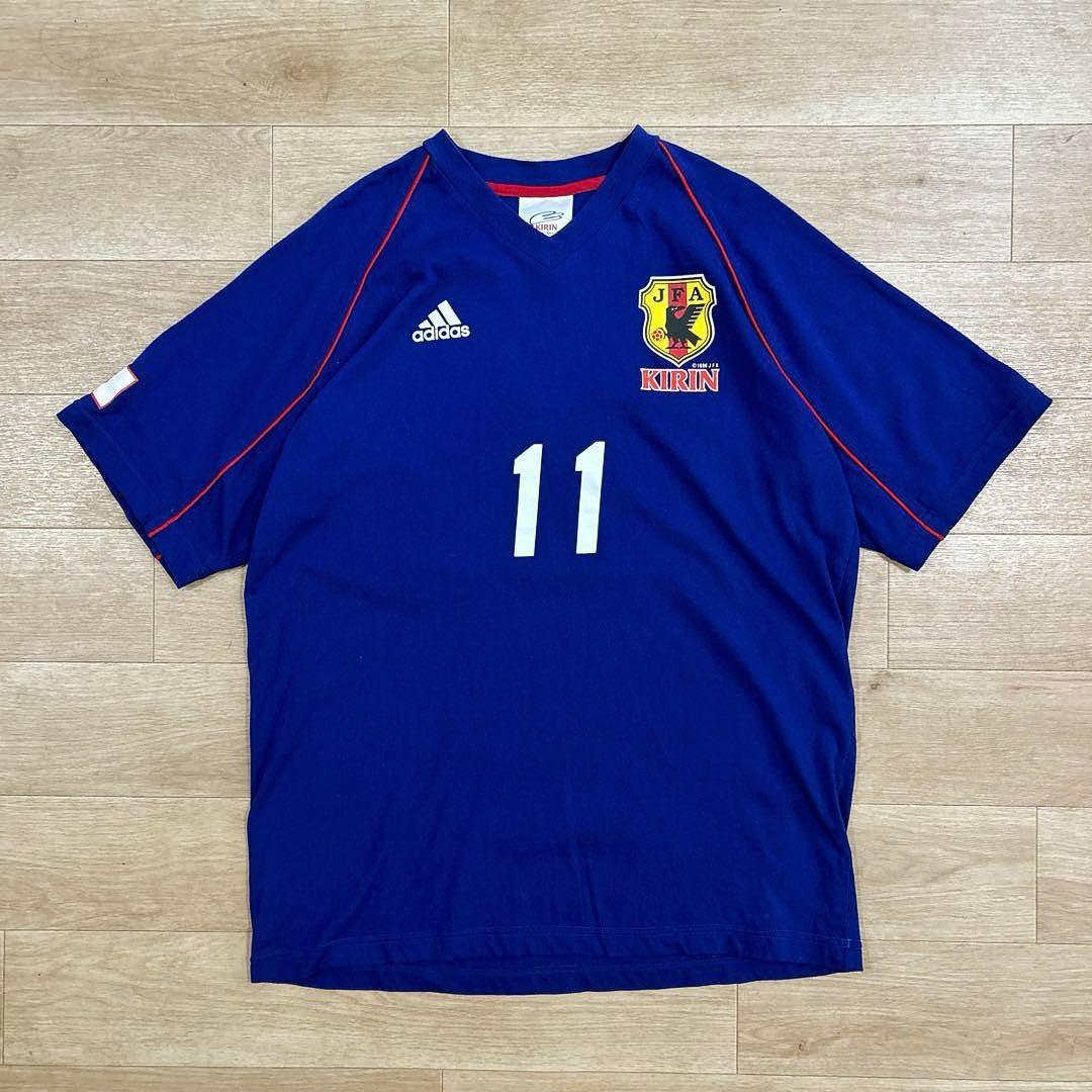 【レア00s_非売品】アディダス×サッカー日本代表 ×KIRIN 青色　L古着