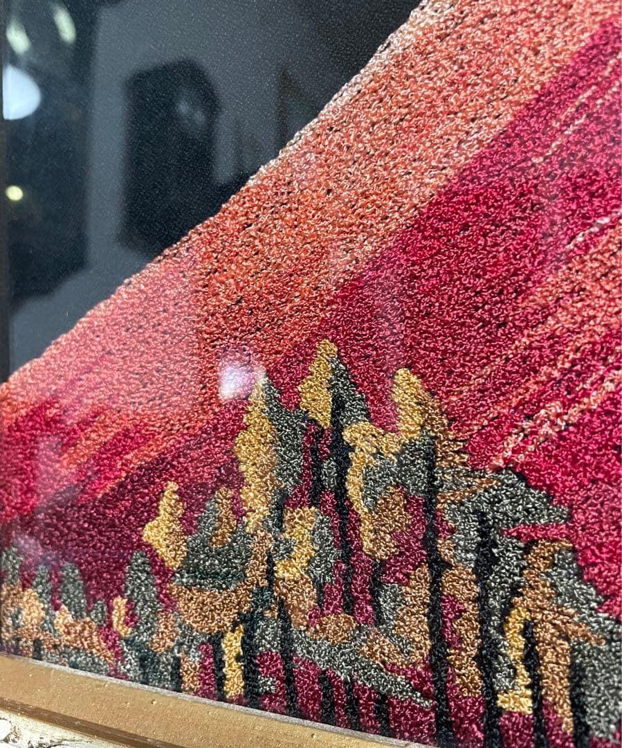 赤富士 富士山 刺繍絵 絵画 刺繍 文化刺繍 風景画 美術品 工芸品 額縁