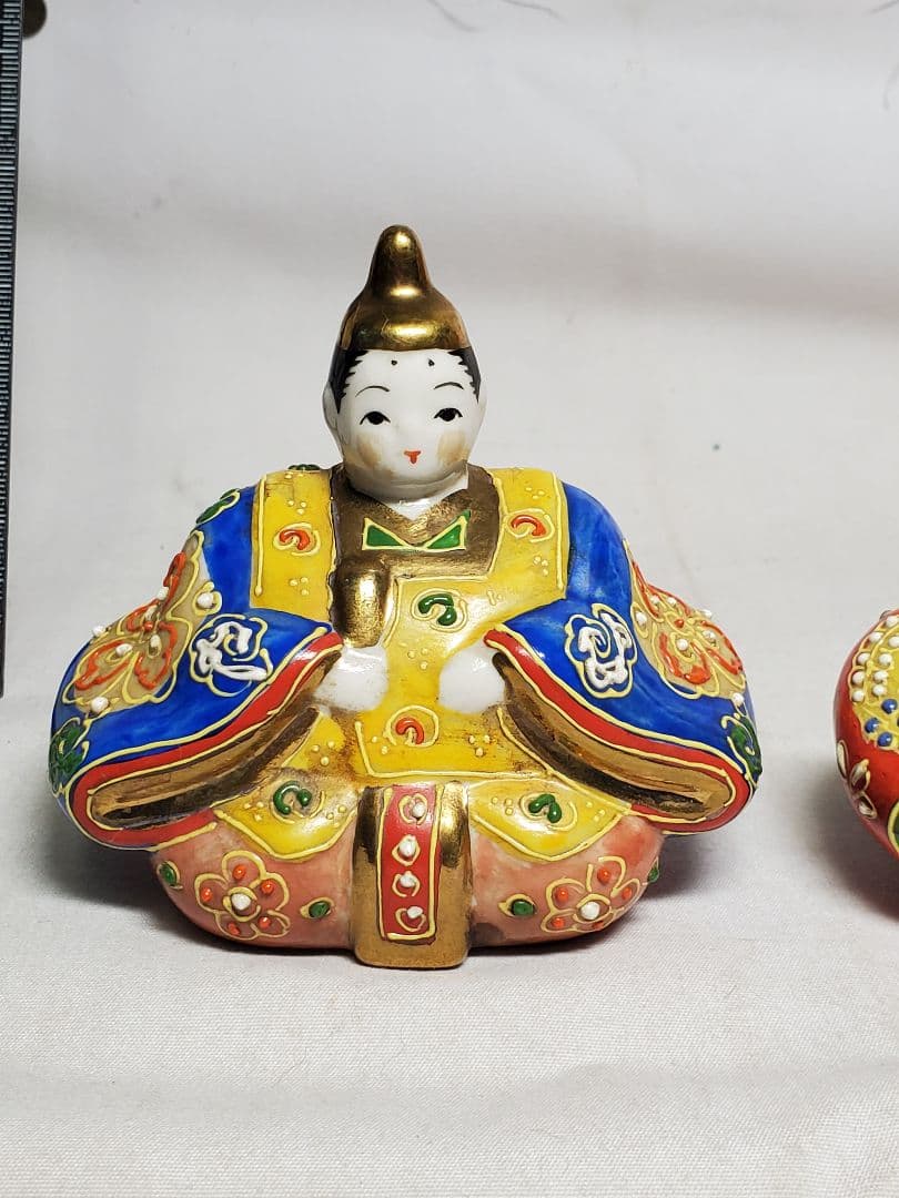 保管品　レトロ　お雛様　九谷焼　盛り上げ　高さ約9㎝　収集品　⑤