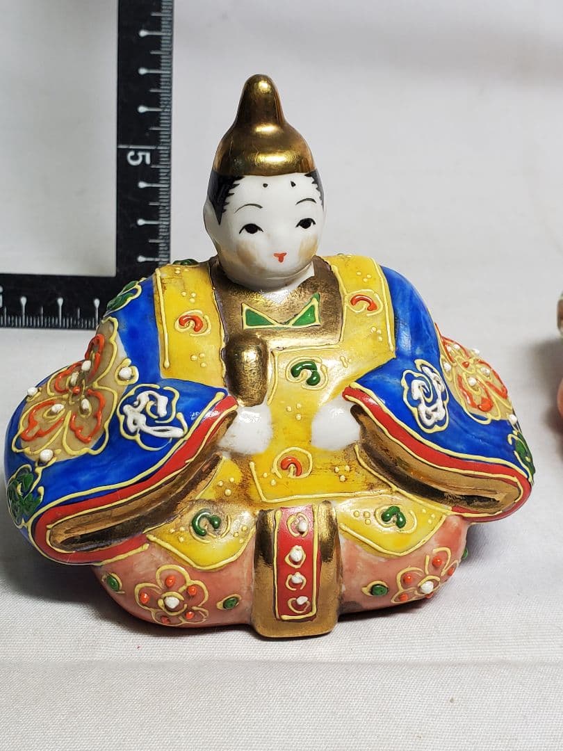 保管品　レトロ　お雛様　九谷焼　盛り上げ　高さ約9㎝　収集品　⑤