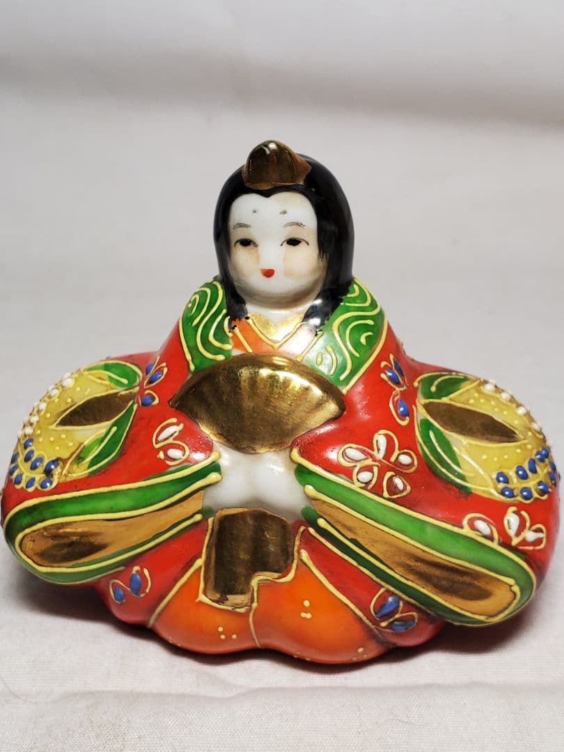 保管品　レトロ　お雛様　九谷焼　盛り上げ　高さ約9㎝　収集品　⑤