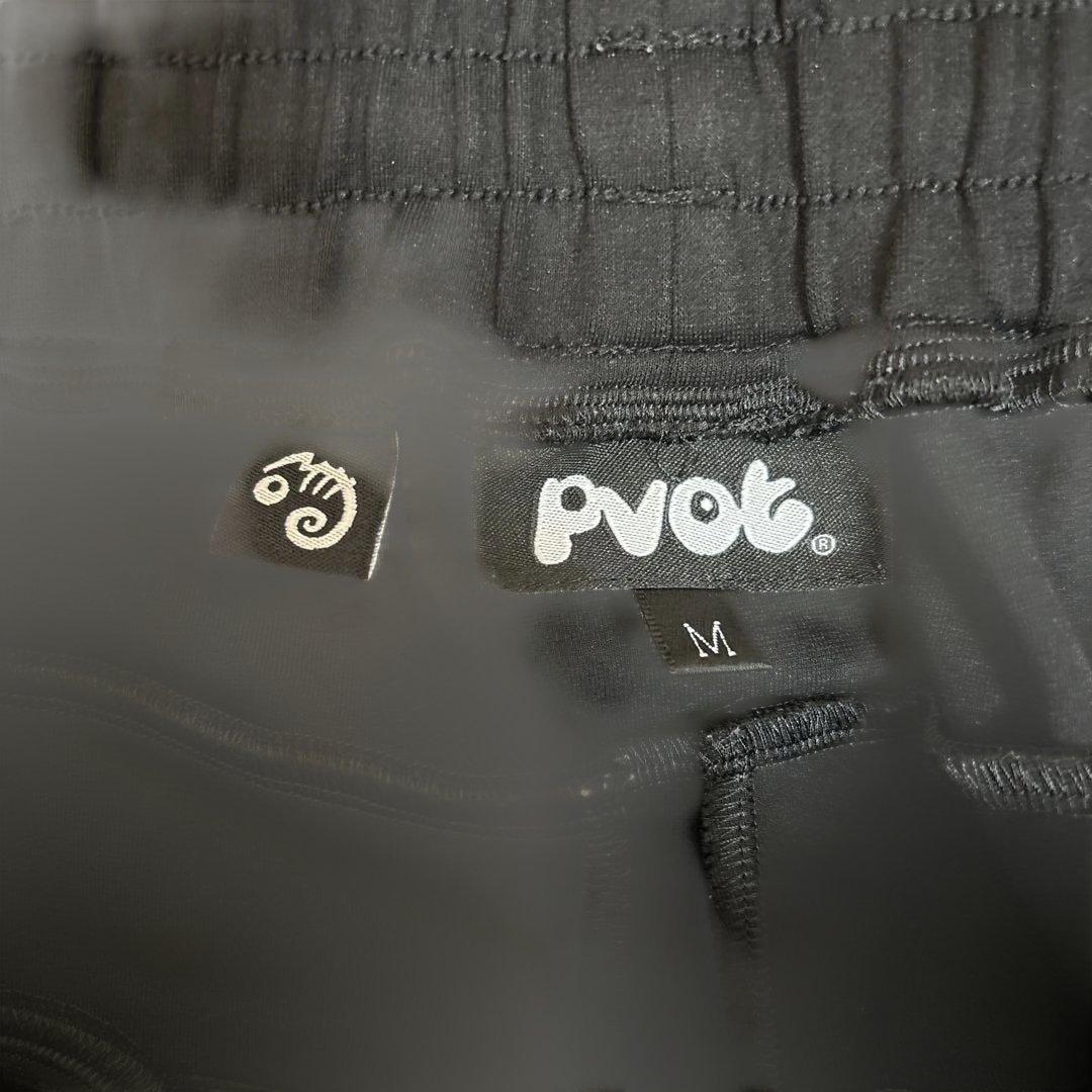 pvot ブラック スリムフィットパンツ ホワイトストライプ