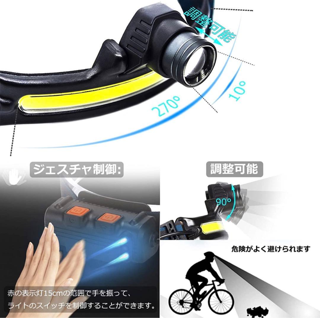 ヘッドライト 超高視認性反射ヘッドバンド USB充電式 デュアル光源 高輝度