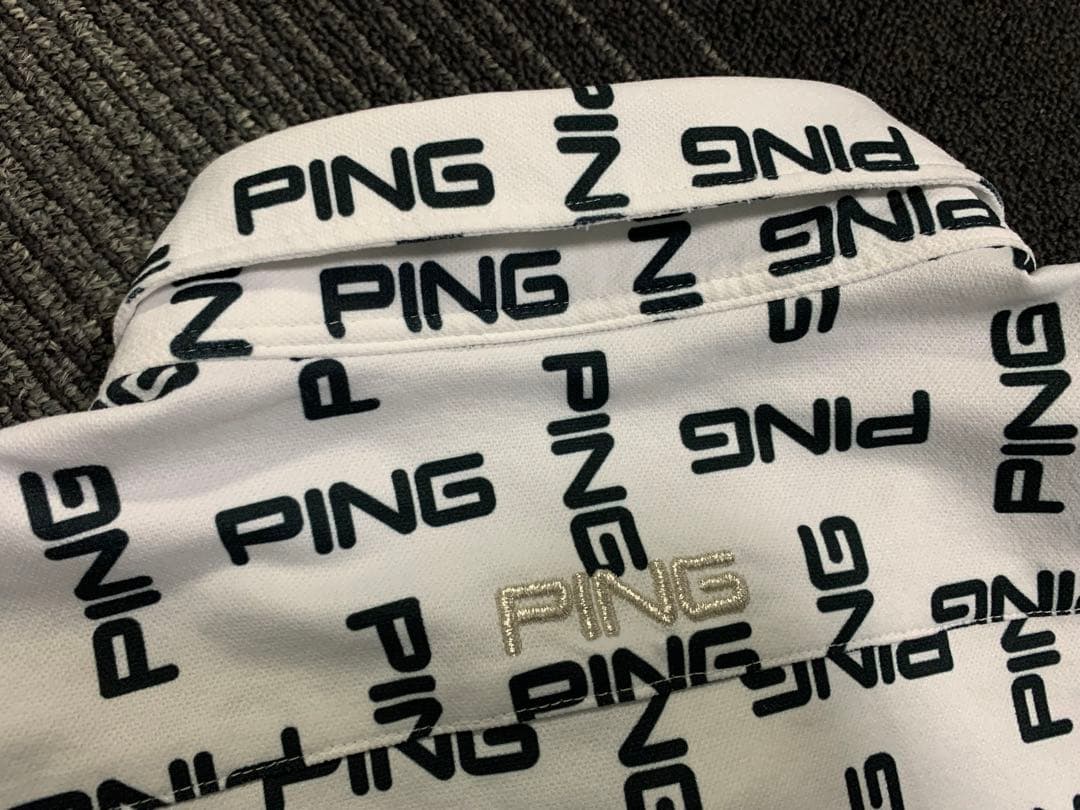 極美品　PING ピン 高品質 ストレッチ 鹿の子 長袖ポロシャツ LL
